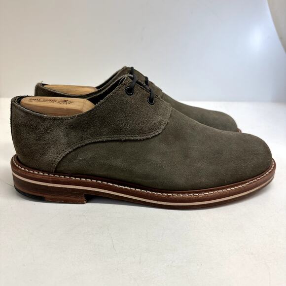 EXCELLENT Rancourt & Co. x Helm Benson Derby Suede Gray /. Olive Green Plain 9.5 - Picture 2 of 13